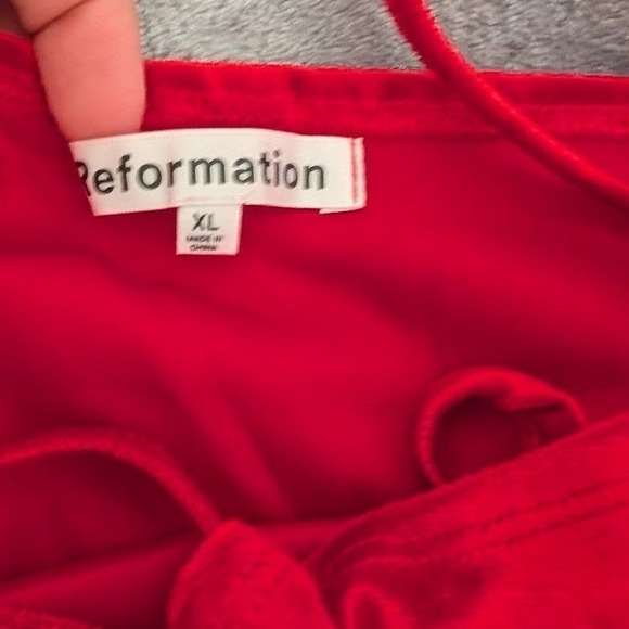 Reformation Merel Velvet Slip Dress Red Spaghetti Straps Midi Length NEW XL - Picture 6 of 9